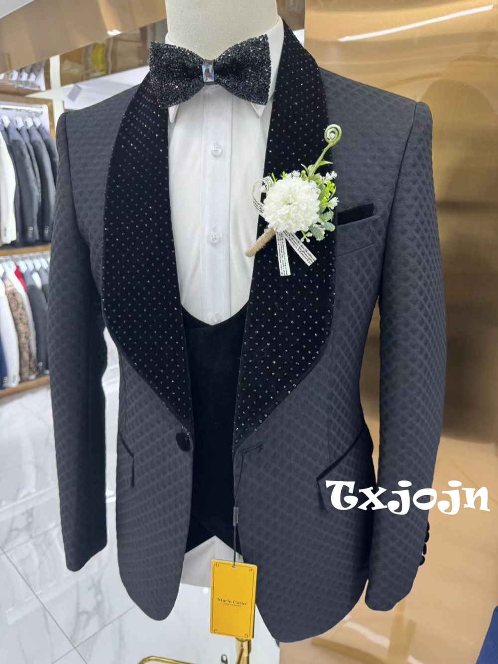 Men Formal Wear 2025 - New Luxurious Beaded Tuxedo 3 Pieces