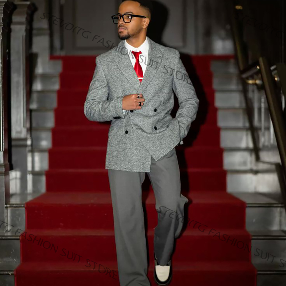 Casual Textured Men's Grey Dou - Men'S Formal Evening Wear recensie en prijs