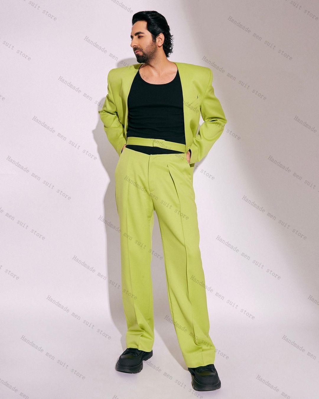 Fashion Green Men Suit Set 2 P - Men'S Formal Wear For Wedding Guest recensie en prijs