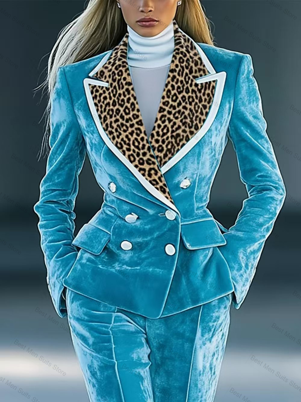 Blue Velvet Women Suit Set 2 P - Men'S Formal Wear For Wedding Guest recensie en prijs