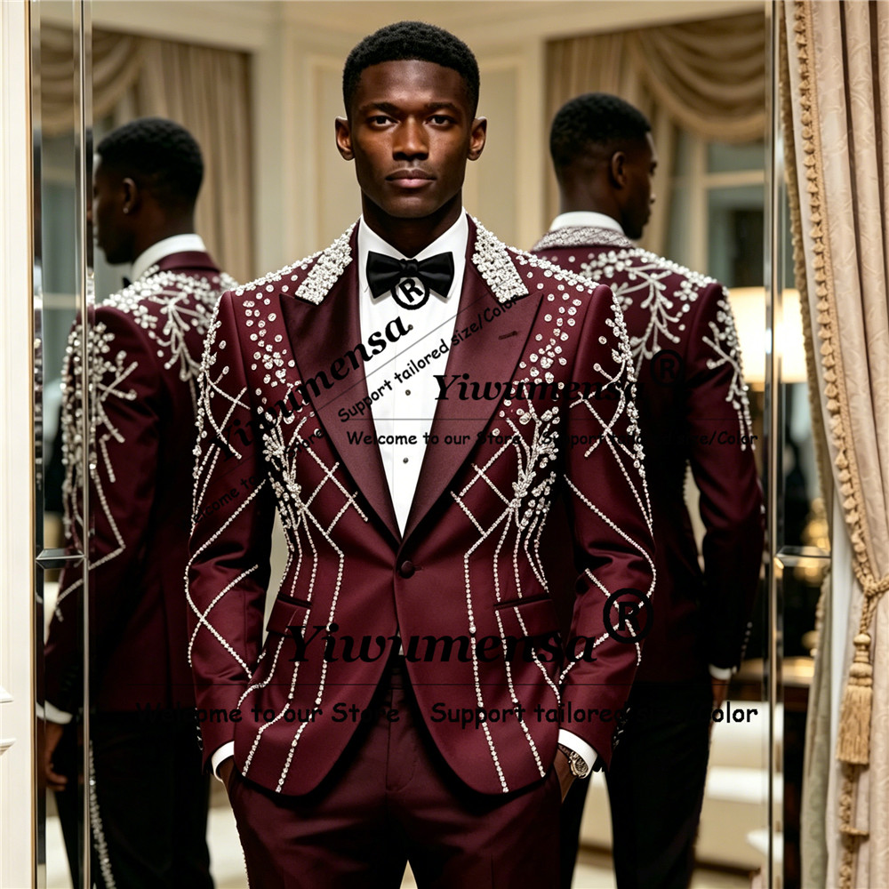 Male Fashion Diamond Beaded Su - Men'S Formal Wear Attire recensie en prijs