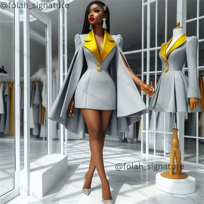 Grey Yellow Women Suit Skirt 1 - Men'S Formal Wear For Wedding Guest recensie en prijs